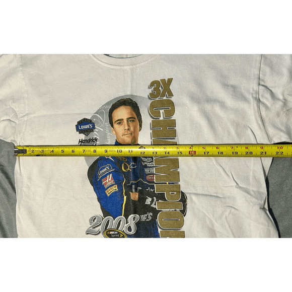 2008 Jimmy Johnson NASCAR 3X Champion Men’s White T-Shirt Chase Authentic Sz XL - Picture 8 of 9